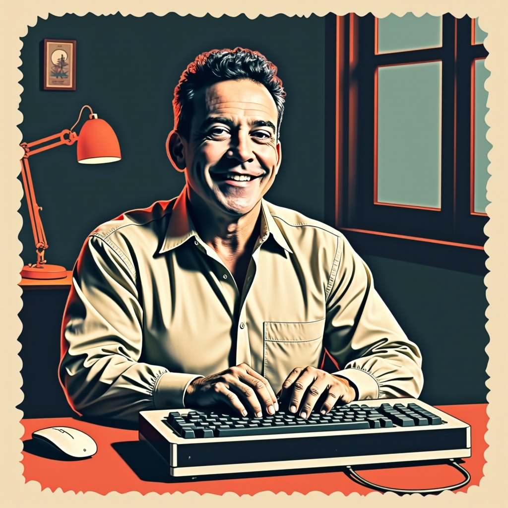 retro vector graphics jon407 man in the-FLUX TRAIN